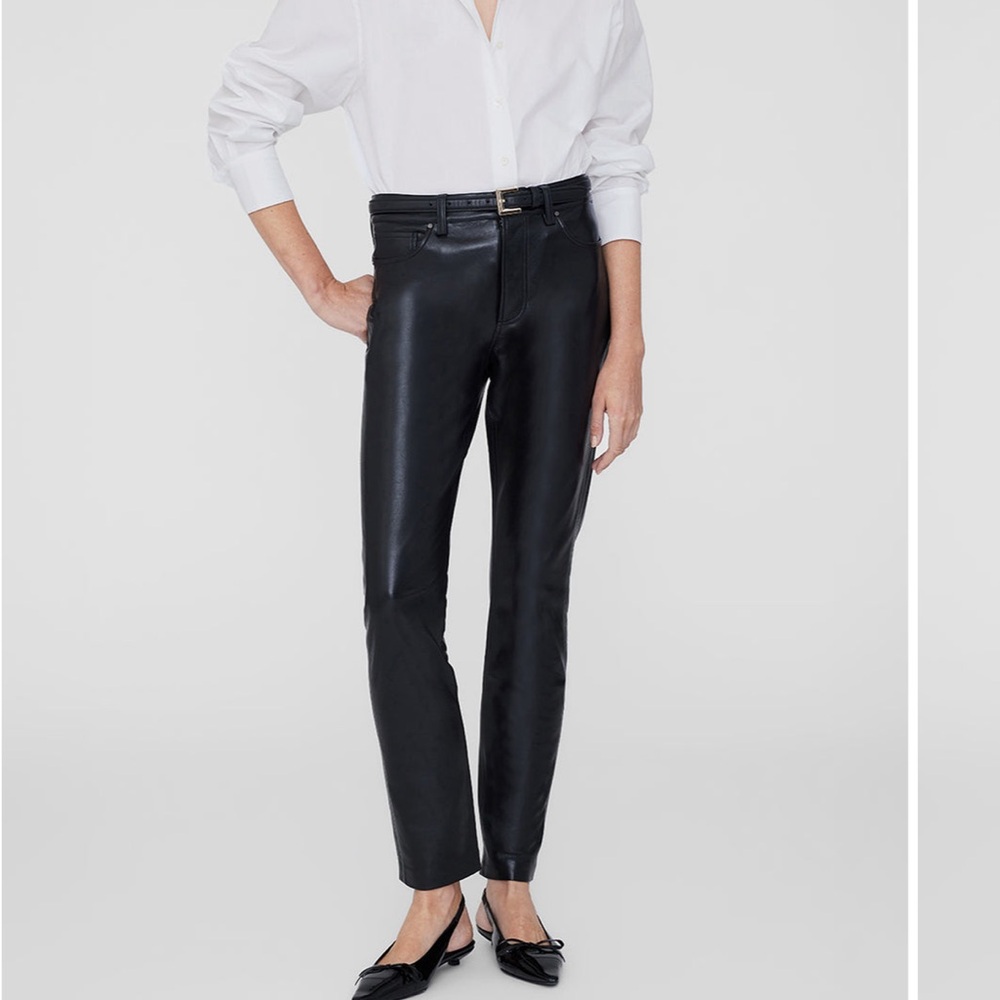 Anine Bing Black recycled leather pants